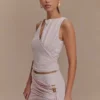 Alicent Slinky Beaded Top – Pale Pink