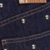 Alima Mid Rise Stud Denim Jeans – Washed Indigo Blue