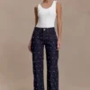 Alima Mid Rise Stud Denim Jeans – Washed Indigo Blue