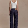 Alima Mid Rise Stud Denim Jeans – Washed Indigo Blue