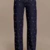 Alima Mid Rise Stud Denim Jeans – Washed Indigo Blue