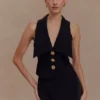 Alix Mixed Button Vest – Black Alix Mixed Button Vest – Black