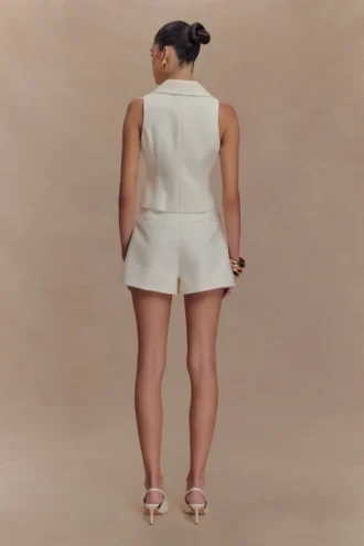 Alix Mixed Button Vest – Ivory