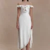 Allegra Off Shoulder Ruffle Midi Dress – Ivory Allegra Off Shoulder Ruffle Midi Dress – Ivory
