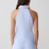 Allison Halter Sleeveless Shirt – Blue Pinstripe Allison Halter Sleeveless Shirt – Blue Pinstripe