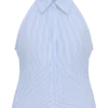 Allison Halter Sleeveless Shirt – Blue Pinstripe Allison Halter Sleeveless Shirt – Blue Pinstripe