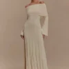 Alonza Long Sleeve Knit Midi Dress – Cream Alonza Long Sleeve Knit Midi Dress – Cream
