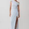 Alyn Off Shoulder Draped Maxi Dress – Pale Blue