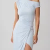 Alyn Off Shoulder Draped Maxi Dress – Pale Blue
