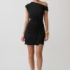 Alyn Off Shoulder Draped Mini Dress – Black Alyn Off Shoulder Draped Mini Dress – Black