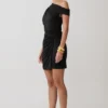 Alyn Off Shoulder Draped Mini Dress – Black Alyn Off Shoulder Draped Mini Dress – Black
