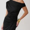 Alyn Off Shoulder Draped Mini Dress – Black Alyn Off Shoulder Draped Mini Dress – Black