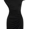 Alyn Off Shoulder Draped Mini Dress – Black Alyn Off Shoulder Draped Mini Dress – Black
