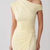 Alyn Off Shoulder Draped Mini Dress – Lemon Alyn Off Shoulder Draped Mini Dress – Lemon