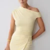Alyn Off Shoulder Draped Mini Dress – Lemon Alyn Off Shoulder Draped Mini Dress – Lemon