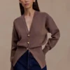 Amanda Statement Button Knit Cardigan – Cacao Brown Amanda Statement Button Knit Cardigan – Cacao Brown