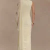 Amandine Ruched Slinky Maxi Dress – Lemon Amandine Ruched Slinky Maxi Dress – Lemon
