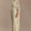 Amandine Ruched Slinky Maxi Dress – Lemon Amandine Ruched Slinky Maxi Dress – Lemon