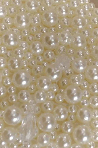 Amara Pearl Teardrop Beaded Bag – White Amara Pearl Teardrop Beaded Bag – White