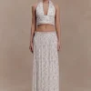 Amaris Gathered Plisse Maxi Skirt – Floral Ditsy Print