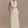 Amaris Gathered Plisse Maxi Skirt – Lemon