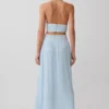 Amaris Gathered Plisse Maxi Skirt – Pale Blue