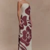 Amaya Strapless Chiffon Maxi Dress – Brown Deco Fleur Print Amaya Strapless Chiffon Maxi Dress – Brown Deco Fleur Print