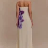 Amaya Strapless Chiffon Maxi Dress – Ivory Koi Orchid Print Amaya Strapless Chiffon Maxi Dress – Ivory Koi Orchid Print
