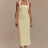 Amelita Suiting Halter Midi Dress – Pale Lemon Amelita Suiting Halter Midi Dress – Pale Lemon