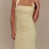 Amelita Suiting Halter Midi Dress – Pale Lemon Amelita Suiting Halter Midi Dress – Pale Lemon