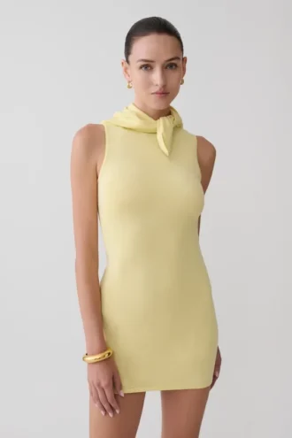 Amilee Scarf Knit Mini Dress – Lemon