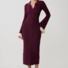 Amirose Ruffle Knit Midi Dress – Plum Amirose Ruffle Knit Midi Dress – Plum