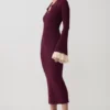 Amirose Ruffle Knit Midi Dress – Plum Amirose Ruffle Knit Midi Dress – Plum