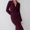 Amirose Ruffle Knit Midi Dress – Plum Amirose Ruffle Knit Midi Dress – Plum