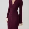 Amirose Ruffle Knit Midi Dress – Plum Amirose Ruffle Knit Midi Dress – Plum