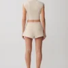Anahita Linen Front Bows Short Sleeve Top – Natural