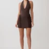 Anari Gathered Scuba Mini Dress – Dark Chocolate Anari Gathered Scuba Mini Dress – Dark Chocolate