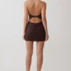 Anari Gathered Scuba Mini Dress – Dark Chocolate Anari Gathered Scuba Mini Dress – Dark Chocolate
