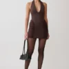 Anari Gathered Scuba Mini Dress – Dark Chocolate Anari Gathered Scuba Mini Dress – Dark Chocolate