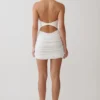 Anari Gathered Scuba Mini Dress – White