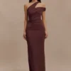 Anastasia One Shoulder Modal Midi Dress – Mahogany Anastasia One Shoulder Modal Midi Dress – Mahogany