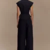Raya Mid Rise Wide Leg Linen Pant – Black