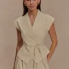 Andina Shortsleeve Linen Top – Natural Beige Andina Shortsleeve Linen Top – Natural Beige