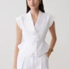 Andina Shortsleeve Linen Top – White
