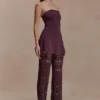Trena Crochet Knit Pants – Chocolate Trena Crochet Knit Pants – Chocolate