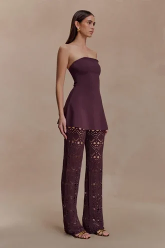 Anette Bandage Knit Strapless Top – Chocolate