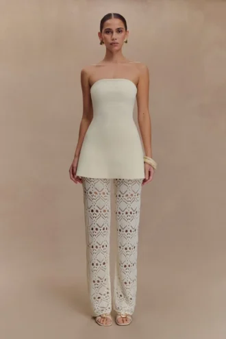 Trena Crochet Knit Pants – Ivory