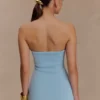 Anette Bandage Knit Strapless Top – Sky Blue Anette Bandage Knit Strapless Top – Sky Blue