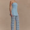 Anette Bandage Knit Strapless Top – Sky Blue Anette Bandage Knit Strapless Top – Sky Blue