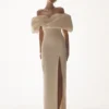 Angelica Taffeta Off Shoulder Bridal Gown – Soft Beige Angelica Taffeta Off Shoulder Bridal Gown – Soft Beige